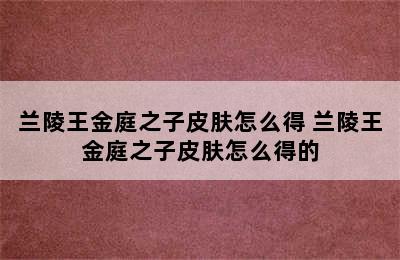 兰陵王金庭之子皮肤怎么得 兰陵王金庭之子皮肤怎么得的